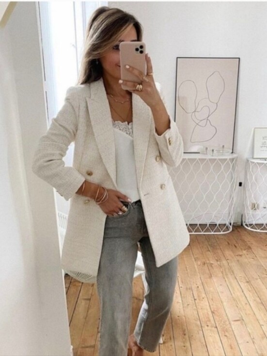 H&M Jackets & Blazers - H&M Textured Tweed  Blazer Jacket New Size S